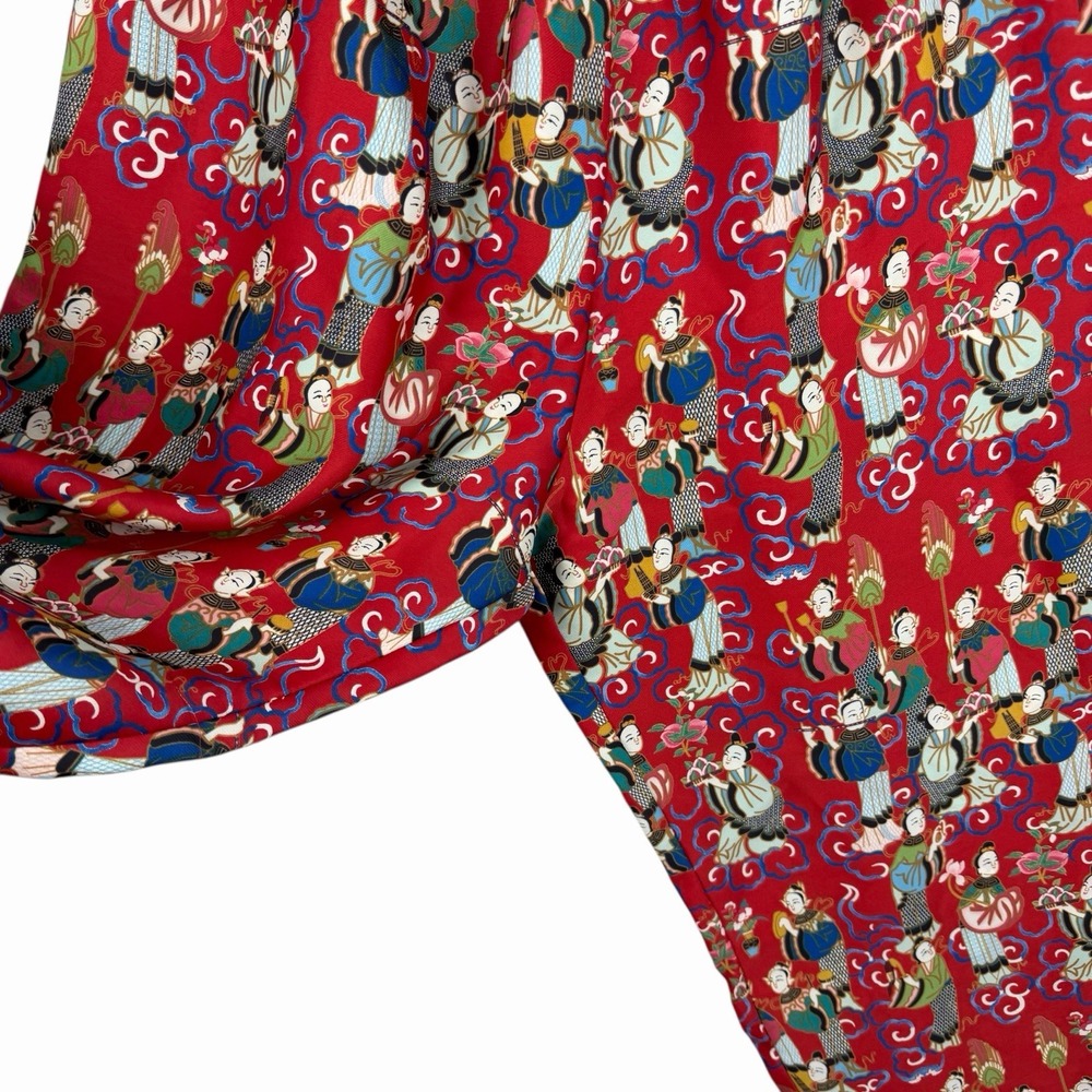 Josie Natori Geisha Tea Garden Crop Pant 22'' inseam Pajama Red Sz M (approx) - Picture 2 of 10